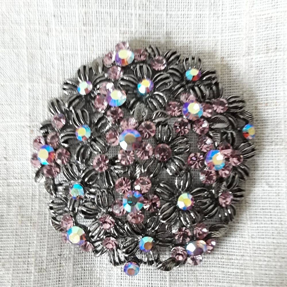 Stunning Flowers/Rhinestones Brooch/ Pendant